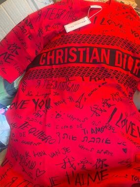 Christian Dior Red Logo Graphic Tee
